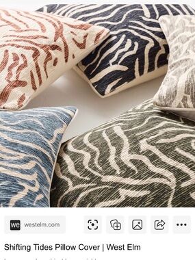 West Elm Shifting Tides Accent Pillow in Olive and Cream